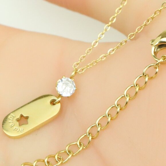 Gold Plated Star Pendant Necklace with Crystal Accent, XPNL0374 - Picture 1 of 14